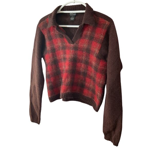 Vtg New York & Company Plaid Pullover Crewneck 100% WOOL Sweater Large - Picture 6 of 6